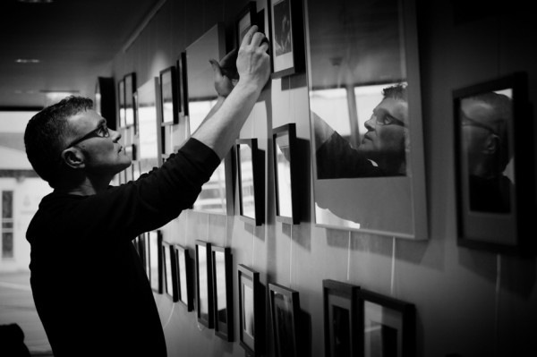 Jim Neville making the finishing touches to the exhibition