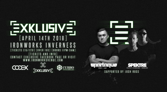 Exklusive for 14/4/2018 in the Ironworks Exklusive featuring Spartaque and Spektre comes to Ironworks in April.